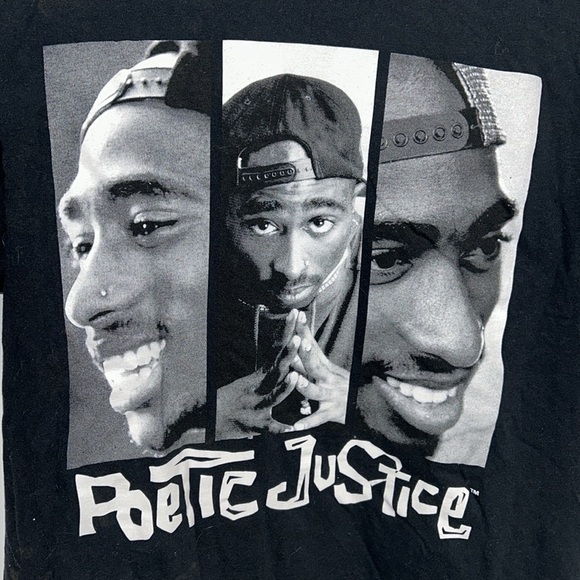 Poetic Justice Tupac Black Short Sleeve T-shirt- Medium - Picture 2 of 4